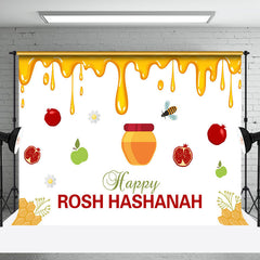 Aperturee - Honey Bee Pomegranate Happy Rosh Hashanah Backdrop