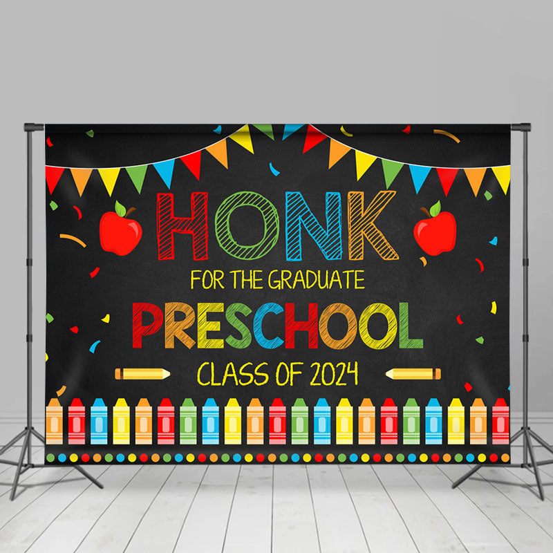 Aperturee - Honk Preschool 2024 Black Graduation Backdrop For Photo