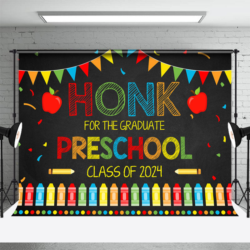 Aperturee - Honk Preschool 2024 Black Graduation Backdrop For Photo