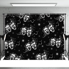 Aperturee - Horrible And Scary Masks Black Halloween Backdrop