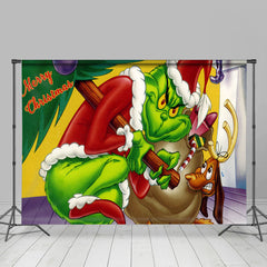 Aperturee - Horrible Green Monster Santa Elk Christmas Backdrop