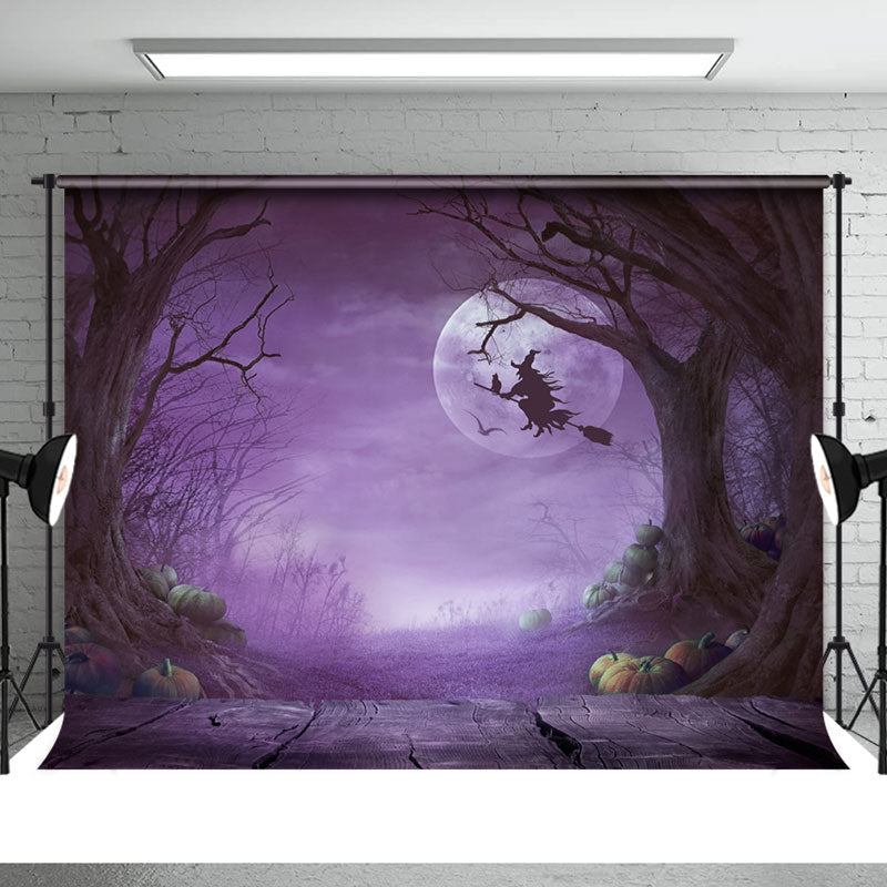 Aperturee - Horrible Moon And Forest Foggy Halloween Backdrop