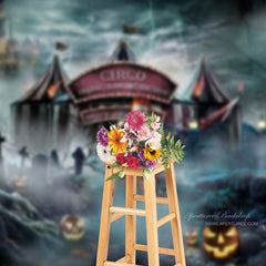 Aperturee - Horrible Scary Clown With Circus Halloween Backdrop