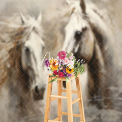 Aperturee - Horse Oil Painting Fine Art Photo Booth Backdrop