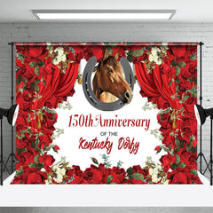 Aperturee - Horse Red Rose Curtain 150th Anniversary Backdrop