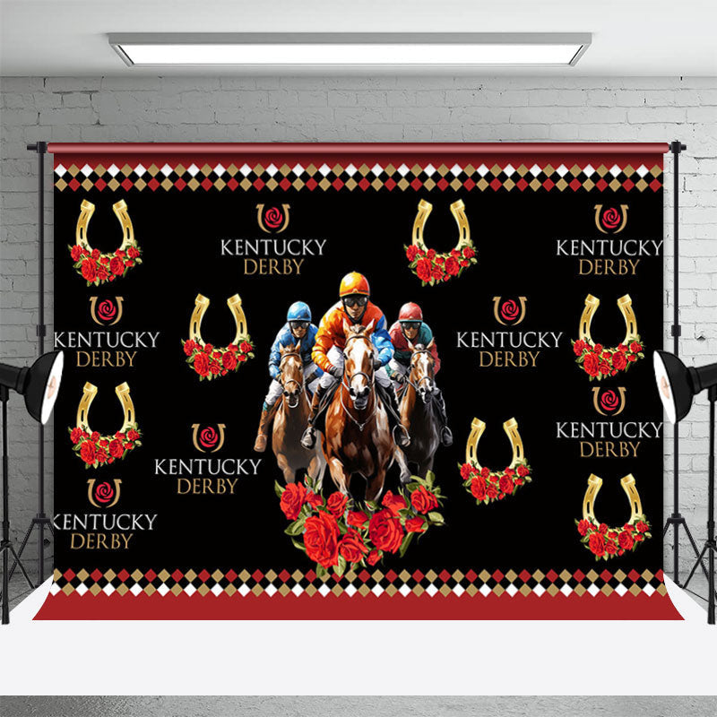 Aperturee - Horse Rider Rose Horseshoe Kentucky Derby Backdrop