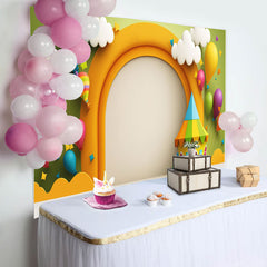 Aperturee - Hot Air Balloon Lovely House Cloud Birthday Backdrop