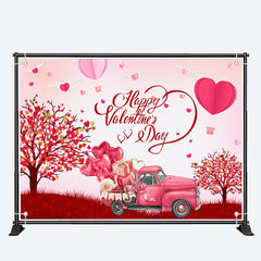 Aperturee - Hot Balloon Trees Gift Truck Valentines Day Backdrop