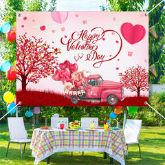 Aperturee - Hot Balloon Trees Gift Truck Valentines Day Backdrop