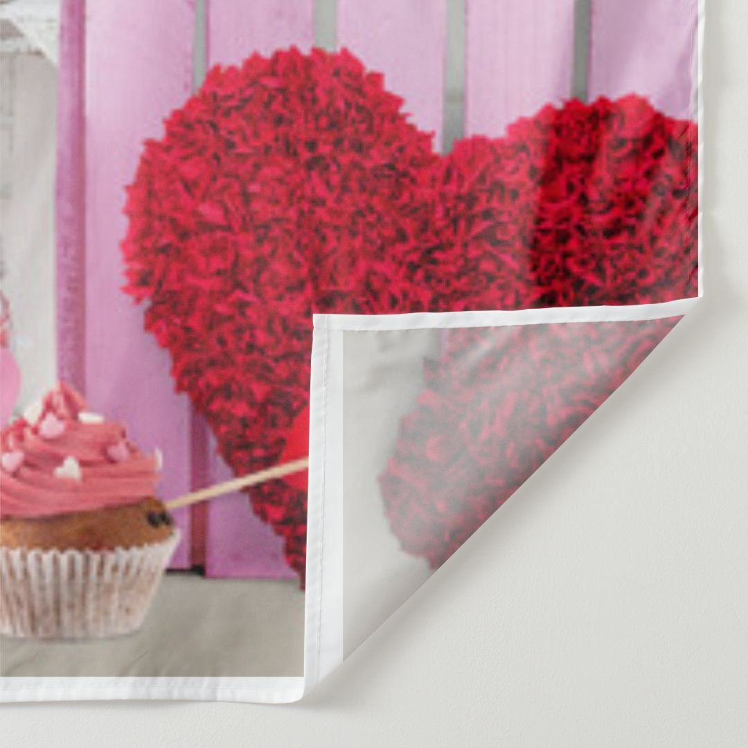 Aperturee - Hot Pink And Red Heart Teddy Valentine Backdrop