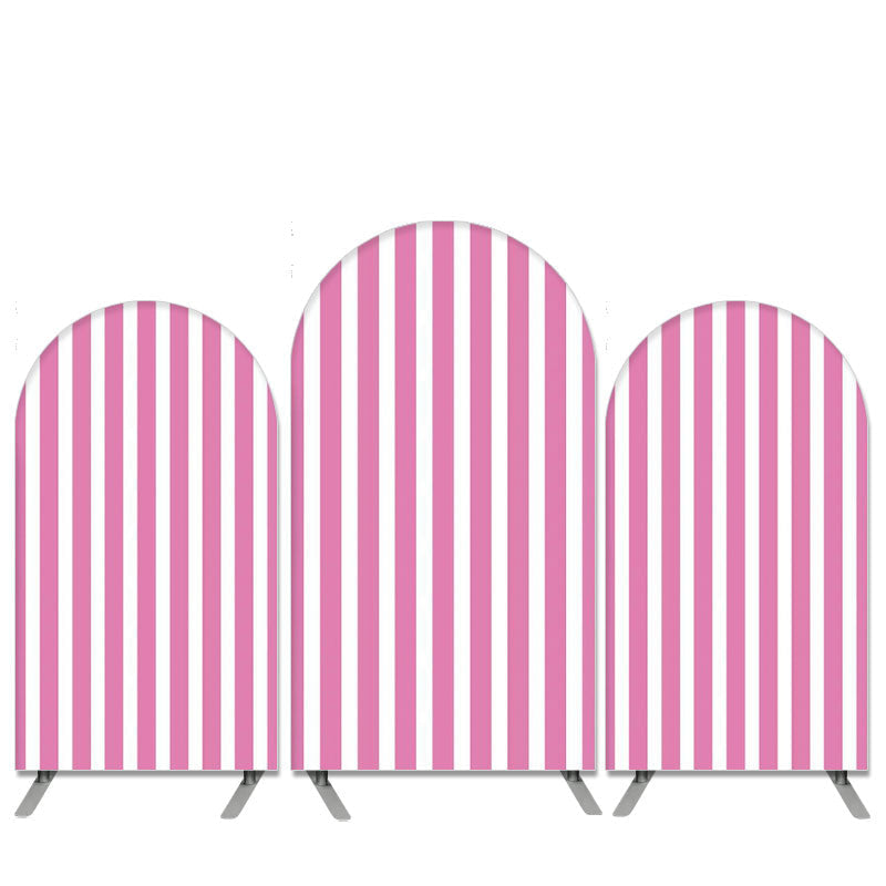 Aperturee Hot Pink And White Stripes Birthday Arch Backdrop Kit