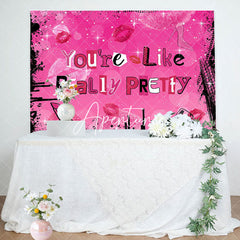 Aperturee - Hot Pink Black Graffiti Lips Happy Birthday Backdrop