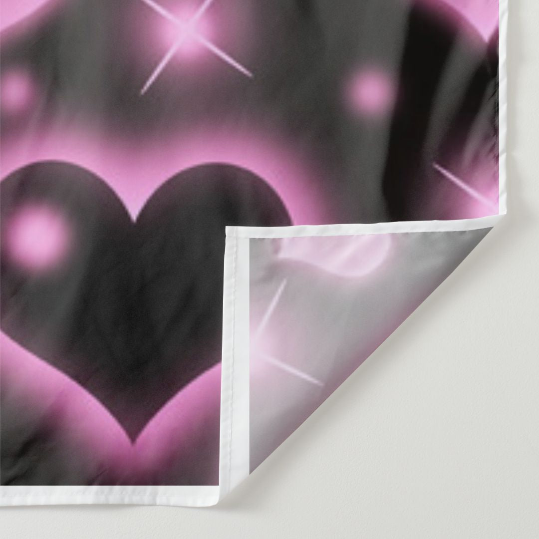 Aperturee - Hot Pink Black Heart Simple Valentine Backdrop