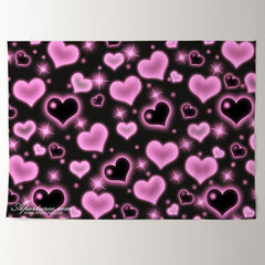 Aperturee - Hot Pink Black Heart Simple Valentine Backdrop