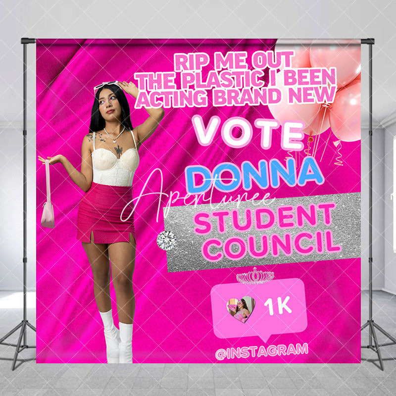 Aperturee - hot pink custom photo student council vote backdrop