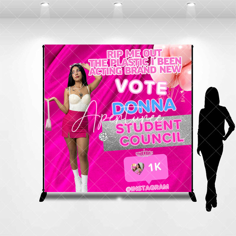 Aperturee - hot pink custom photo student council vote backdrop