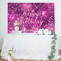 Aperturee - Hot Pink Sequins Sparkle Happy Birthday Backdrop