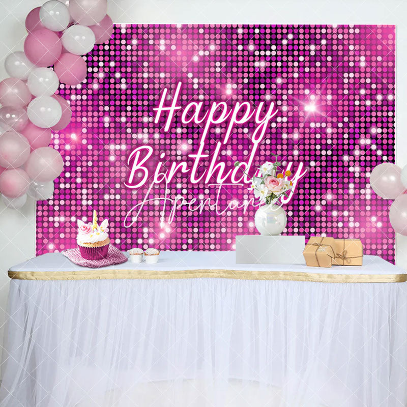 Aperturee - Hot Pink Sequins Sparkle Happy Birthday Backdrop