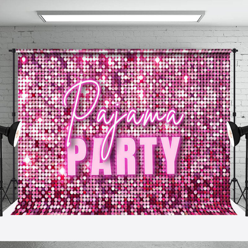 Aperturee - Hot Pink Sequins Sparkle Neon Pajama Party Backdrop