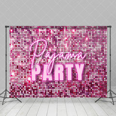 Aperturee - Hot Pink Sequins Sparkle Neon Pajama Party Backdrop