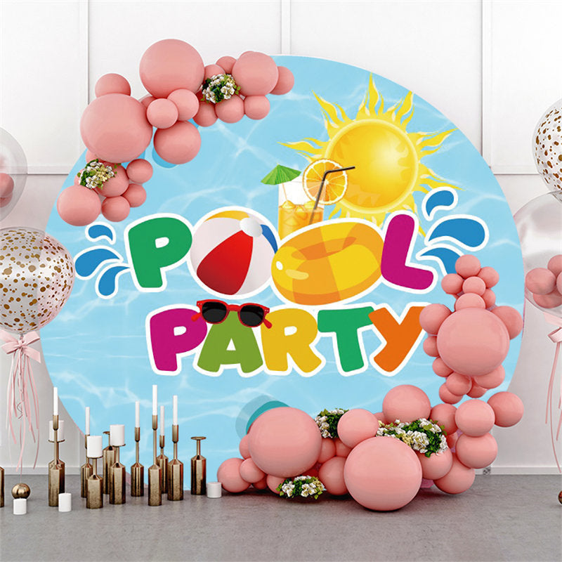 Aperturee Hot Summer Swimming Pool Party Circle Holiday Backdrop