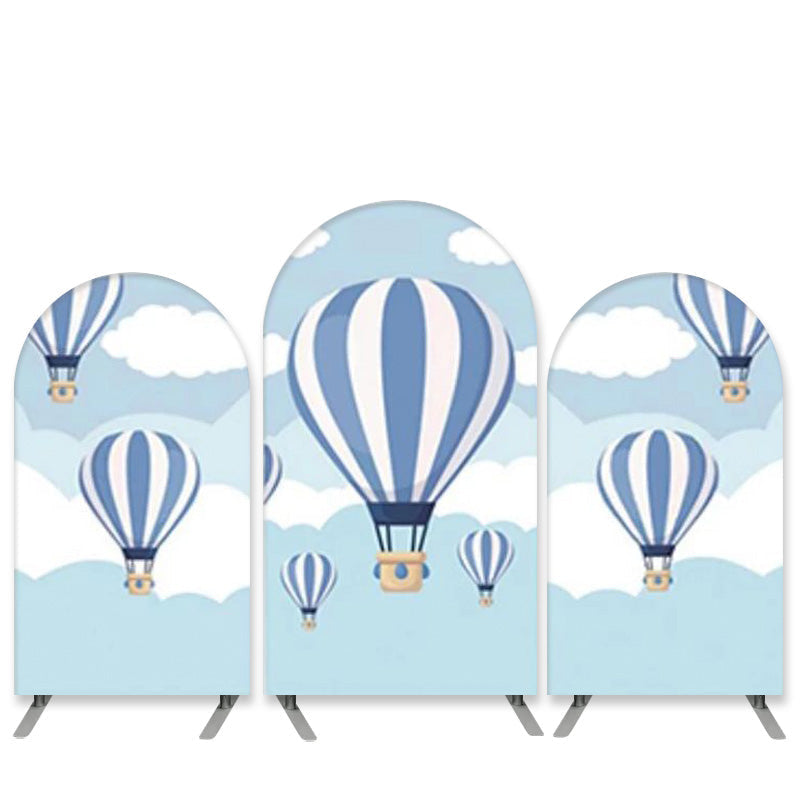 Aperturee Hotballoons Theme White Cloud Blue Sky Arch Backdrop Kit