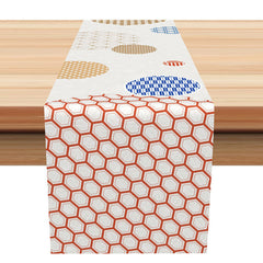 Aperturee - Houndstooth Honeycomb Grid Plaid Prints Table Runner