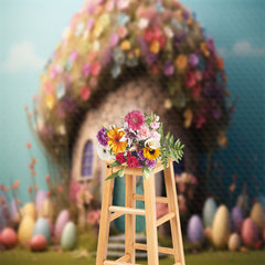 Aperturee - House Floral Eggs Easter Backdrop For Photograph