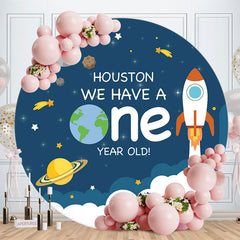 Aperturee - Houston Space Circle Happy 1St Birthday Backdrop