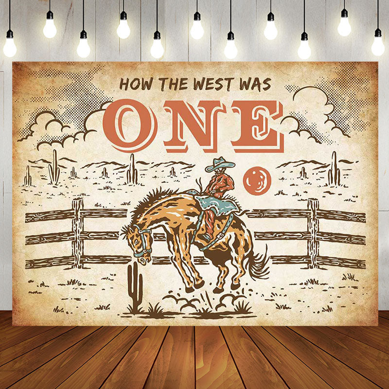 Aperturee - How The West Was One Cowboy Horse Birthday Backdrop