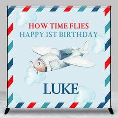 Aperturee - How Time Flies Airplane 1st Custom Birthday Backdrop