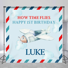 Aperturee - How Time Flies Airplane 1st Custom Birthday Backdrop