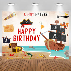 Aperturee - Hoy Mateys Pirate Parrot Treasure Birthday Backdrop