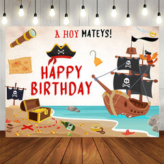 Aperturee - Hoy Mateys Pirate Parrot Treasure Birthday Backdrop