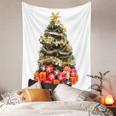 Aperturee - Huge Glitter Tree With Gifts Christmas Wall Tapestry