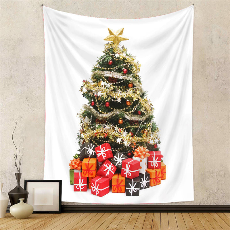 Aperturee - Huge Glitter Tree With Gifts Christmas Wall Tapestry