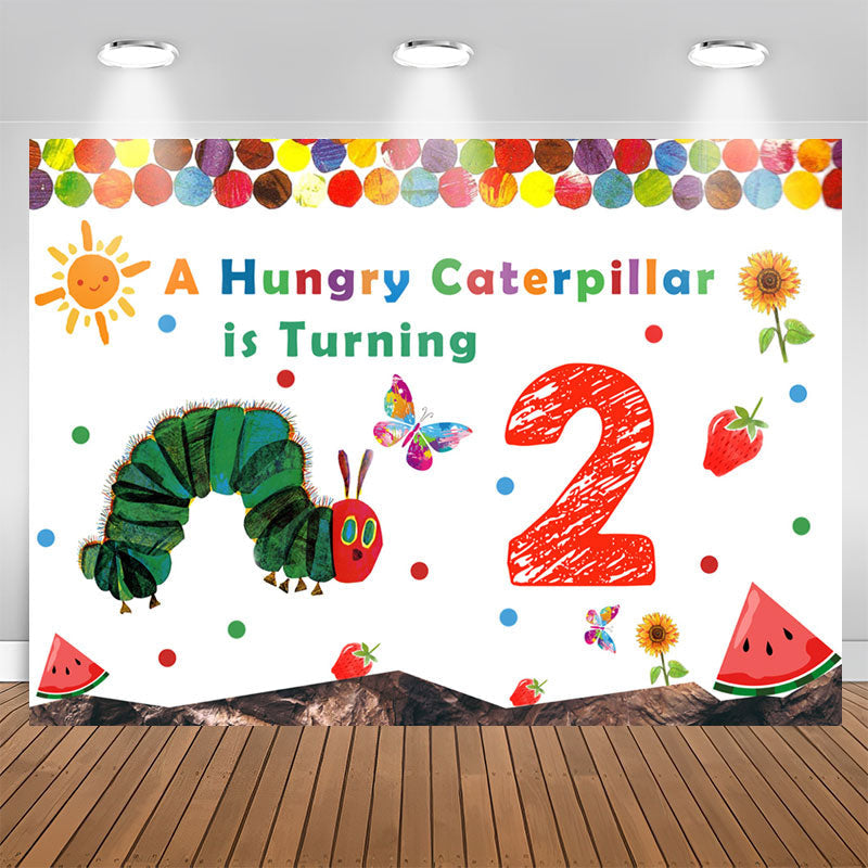 Aperturee - Hungry Caterpillar Is Turning Two Birthday Backdrop