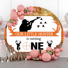 Aperturee - Hunter Autumn Tree Wood Round 1st Birthday Backdrop