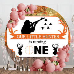 Aperturee - Hunter Autumn Tree Wood Round 1st Birthday Backdrop