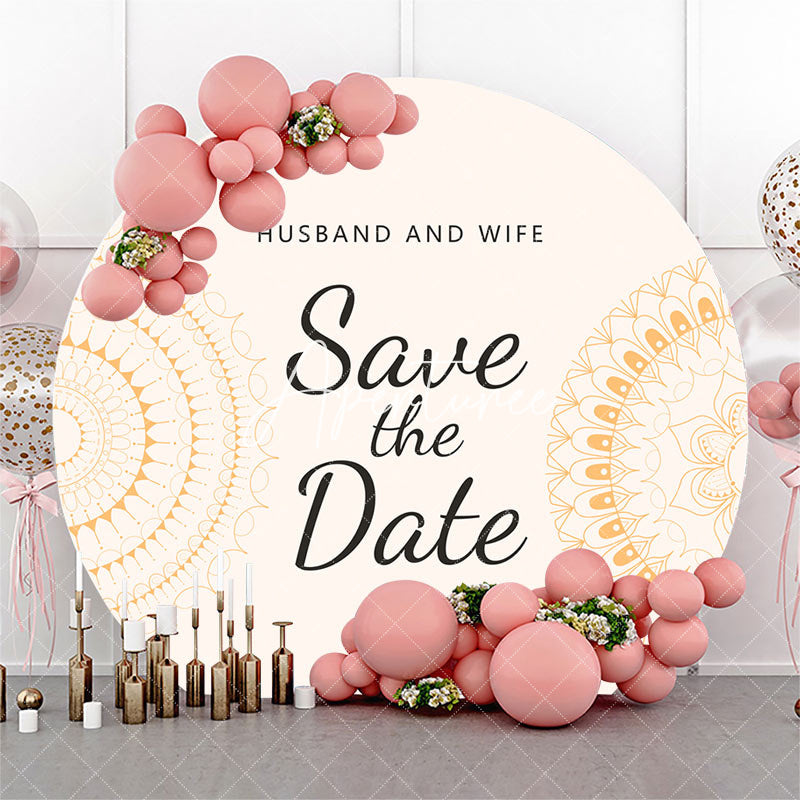 Aperturee - Husband And Wife Save The Date Round Wedding Backdrop