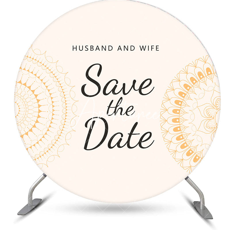 Aperturee - Husband And Wife Save The Date Round Wedding Backdrop