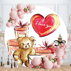 Aperturee - I Love You Gift Valentines Day Round Backdrop