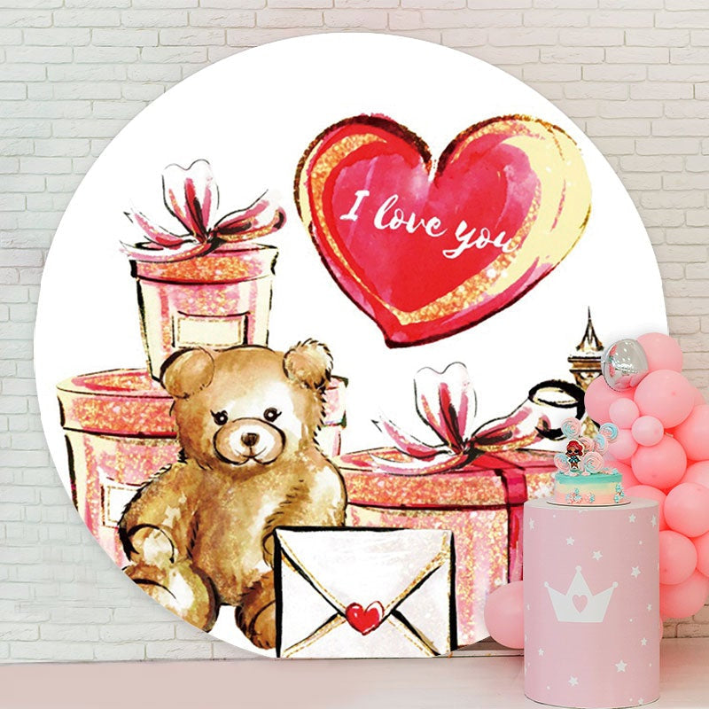 Aperturee - I Love You Gift Valentines Day Round Backdrop