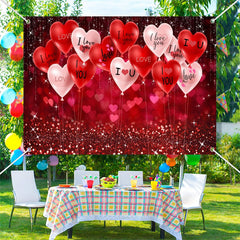 Aperturee - I Love You Heart Balloon Sparkling Bokeh Backdrop