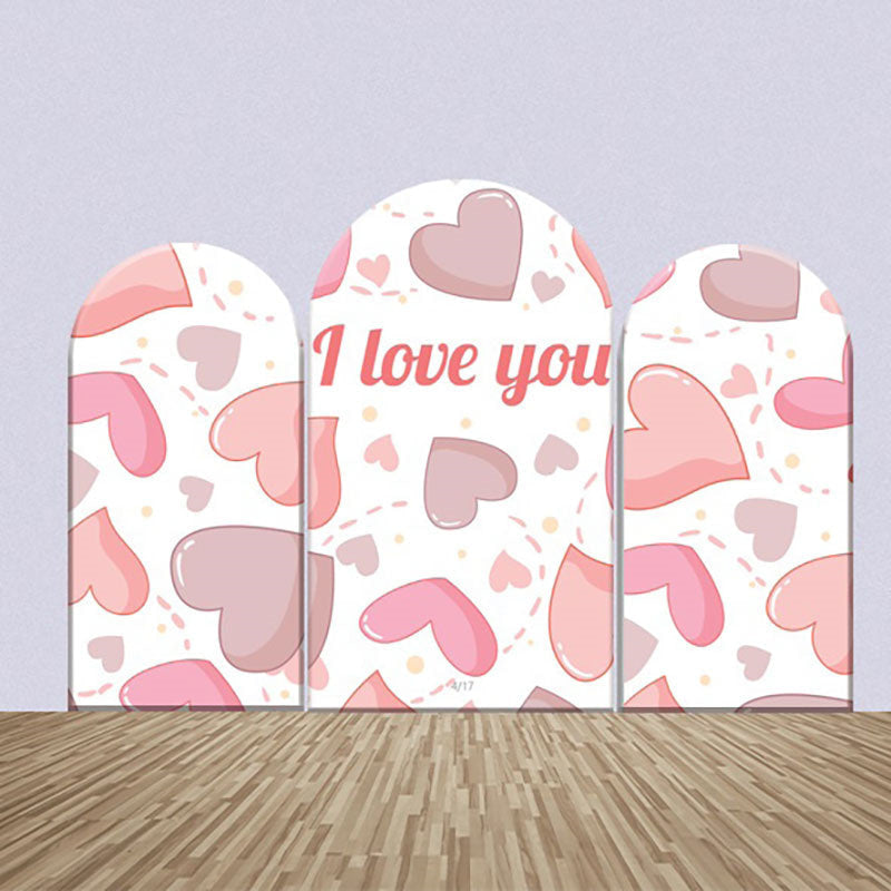 Aperturee - I Love You Pink Hearts Arch Backdrop Kit For Wedding