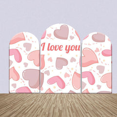 Aperturee - I Love You Pink Hearts Arch Backdrop Kit For Wedding