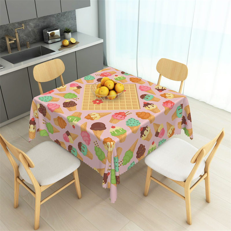 Aperturee - Ice Cream Chocolate Cake Dessert Square Tablecloth