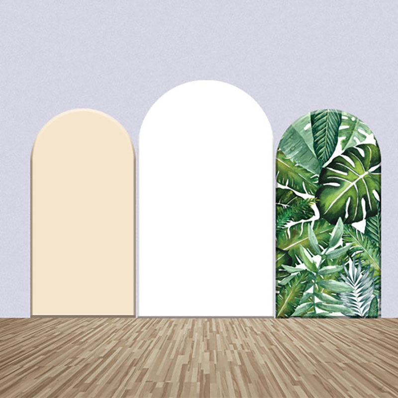 Aperturee - Incarnadine White Green Monstera Arch Backdrop Kit