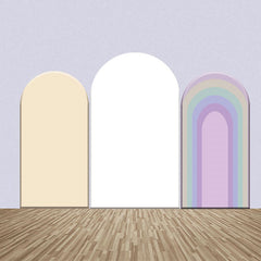 Aperturee - Incarnadine White Rainbow Party Arch Backdrop Kit