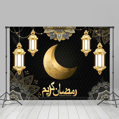 Aperturee - India Eid Mubarak Golden Moon Light Black Backdrop